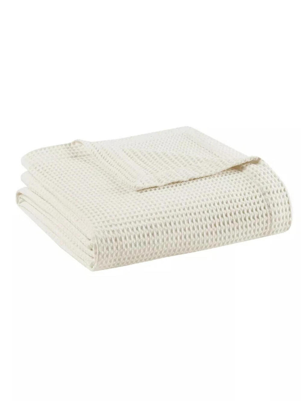 BEAUTYREST Waffle Weave Cotton Blanket, Ivory NWT